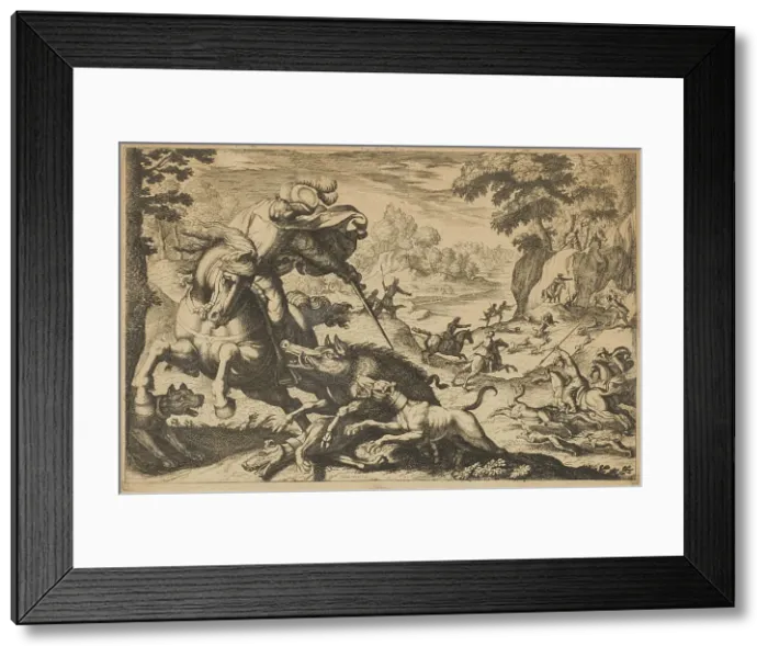Framed Print : Boar Hunt, c1609. Creator: Tempesta; Antonio (1555-1630) Framed Print : Boar Hunt, c1609. Creator: Tempesta; Antonio (1555-1630)