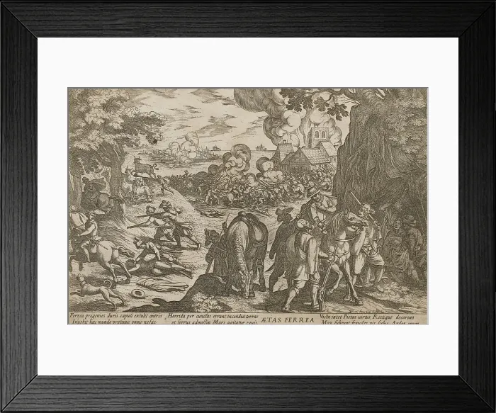 Framed Print : Aetas ferrea. The iron age. From the series The Four Ages of the World, 1599. Creator: Tempesta; Antonio (1555-1630) Framed Print : Aetas ferrea. The iron age. From the series The Four Ages of the World, 1599. Creator: Tempesta; Antonio (1555-1630)