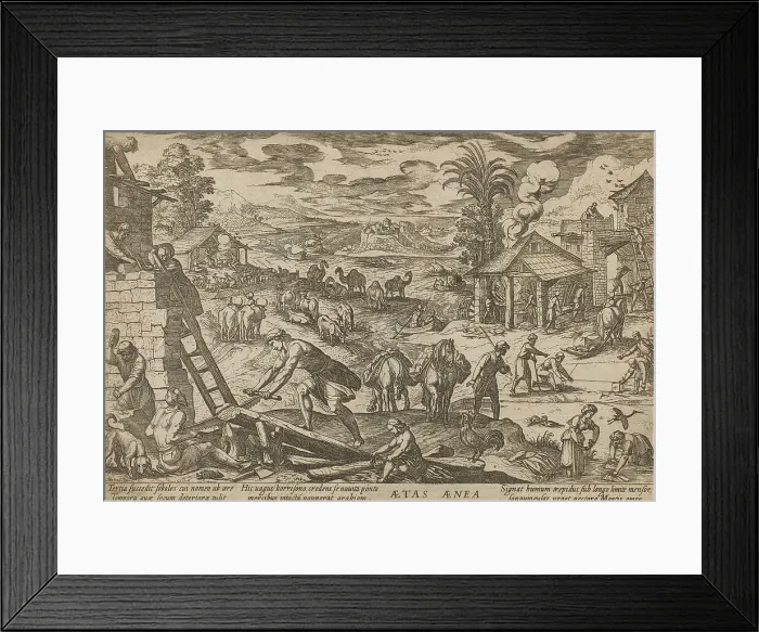 Framed Print : Aetas Aenea. (The Bronze Age). From the series The Four Ages of the World, 1599. Creator: Tempesta; Antonio (1555-1630)