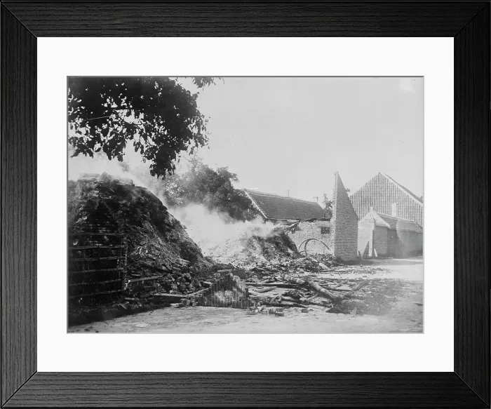 Framed Print : Belgian Farm House -- fired by Germans, between c1914 and c1915. Creator: Bain News Service Framed Print : Belgian Farm House -- fired by Germans, between c1914 and c1915. Creator: Bain News Service