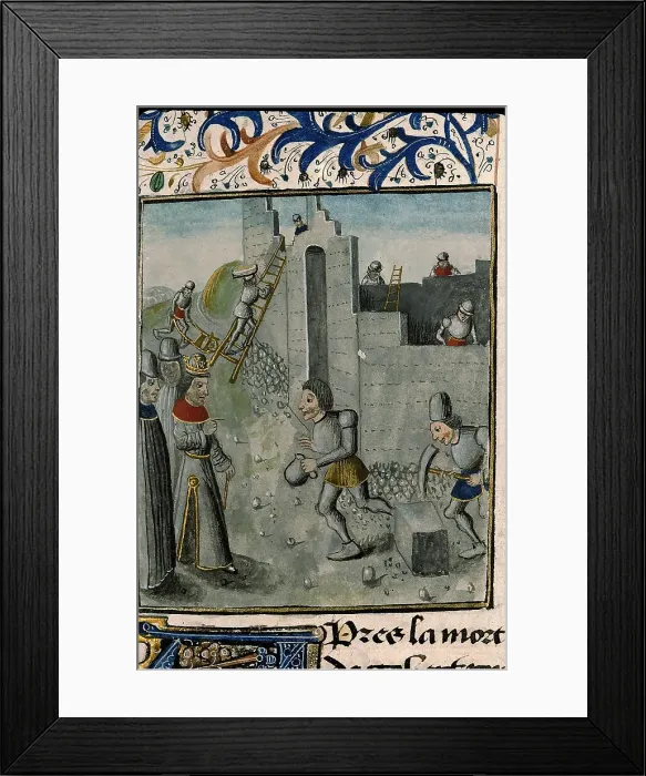 Framed Print : Sigebert III ordering the reconstruction of a city in Austrasia. From Annales historiae... c1470. Creator: Anonymous () Framed Print : Sigebert III ordering the reconstruction of a city in Austrasia. From Annales historiae... c1470. Creator: Anonymous ()
