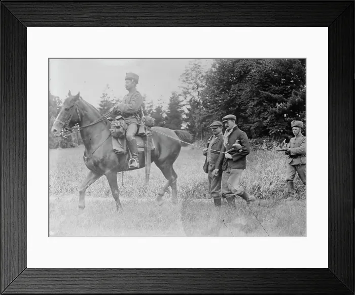 Framed Print : Belgian Franctireurs, prisoners of German Hussars, between 1914 and c1915. Creator: Bain News Service Framed Print : Belgian Franctireurs, prisoners of German Hussars, between 1914 and c1915. Creator: Bain News Service