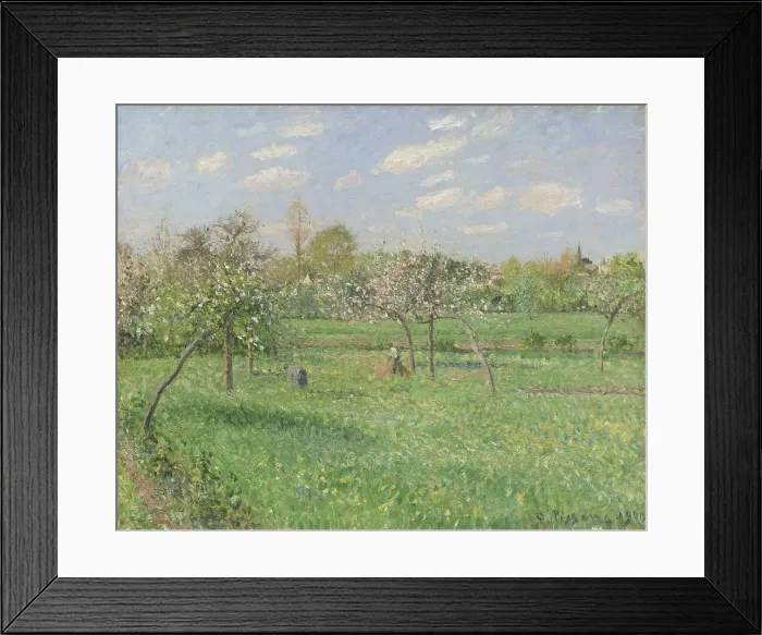 Framed Print : Spring morning with clouds, Éragny, 1900. Creator: Pissarro; Camille (1830-1903)