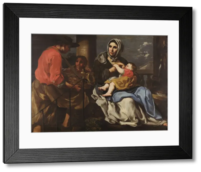 Framed Print : Nursing peasant, 17th century. Creator: Keilhau (Keil); Bernardo Eberhart; (Monsù Bernardo) (1624-1687) Framed Print : Nursing peasant, 17th century. Creator: Keilhau (Keil); Bernardo Eberhart; (Monsù Bernardo) (1624-1687)