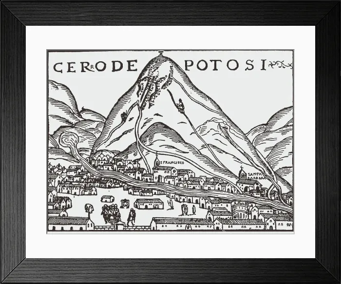 Framed Print : Cerro de Potosí, 1552. Creator: Cieza de León; Pedro de (1522-1554) Framed Print : Cerro de Potosí, 1552. Creator: Cieza de León; Pedro de (1522-1554)
