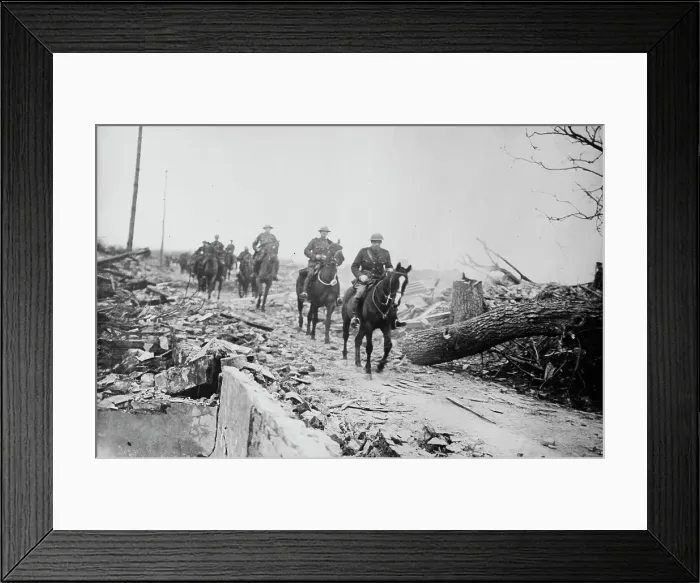Framed Print : British in ruined village, between c1915 and c1920. Creator: Bain News Service Framed Print : British in ruined village, between c1915 and c1920. Creator: Bain News Service
