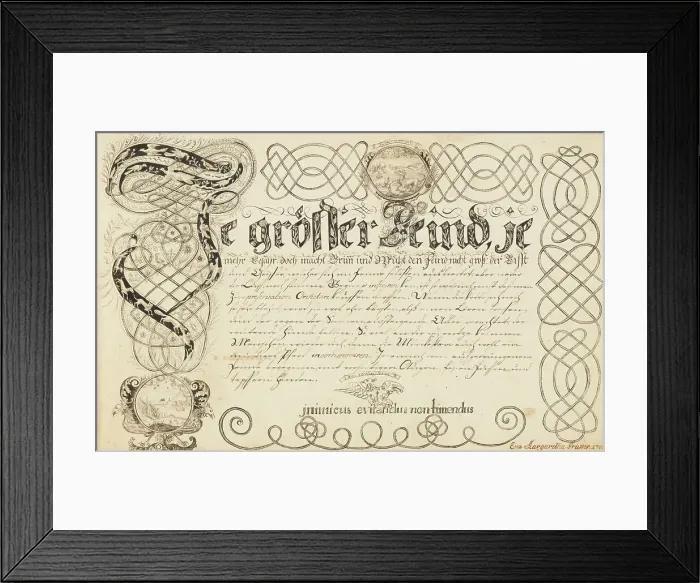Framed Print : Die offene Schreib-Schule (The open writing school), 1738-1745. Creator: Grüner; Eva Margaretha (1721-1760)