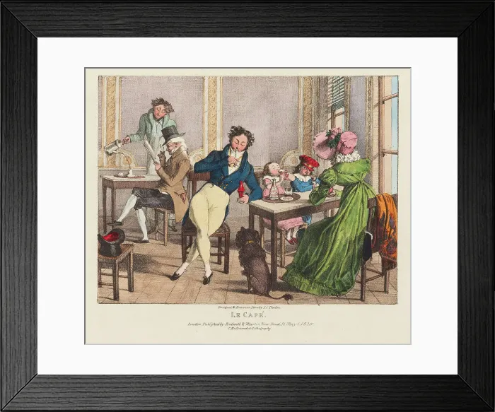 Framed Print : In the cafe. From: Twenty four subjects exhibiting the costume of Paris, 1822. Creator: Chalon; John James (1778-1854) Framed Print : In the cafe. From: Twenty four subjects exhibiting the costume of Paris, 1822. Creator: Chalon; John James (1778-1854)