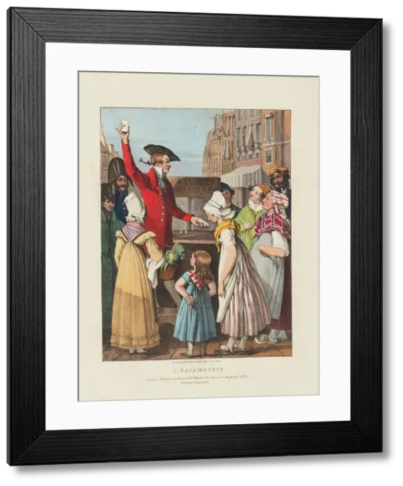 Framed Print : The Conjurer. From: Twenty four subjects exhibiting the costume of Paris, 1822. Creator: Chalon; John James (1778-1854) Framed Print : The Conjurer. From: Twenty four subjects exhibiting the costume of Paris, 1822. Creator: Chalon; John James (1778-1854)