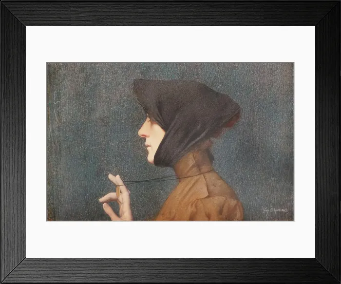 Framed Print : La Femme à la médaille. (Mystère), 1896. Creator: Lévy-Dhurmer; Lucien (1865-1953) Framed Print : La Femme à la médaille. (Mystère), 1896. Creator: Lévy-Dhurmer; Lucien (1865-1953)