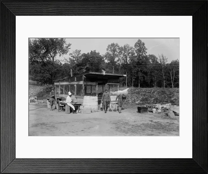 Framed Print : Cooking post on aqueduct, between c1915 and c1920. Creator: Bain News Service Framed Print : Cooking post on aqueduct, between c1915 and c1920. Creator: Bain News Service
