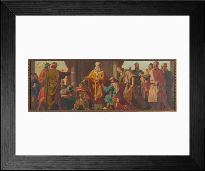 Framed Print : Margrave Leopold III the Saint refuses an offer of the imperial crown, 1937. Creator: Pögl; Josef (1867-1945) Framed Print : Margrave Leopold III the Saint refuses an offer of the imperial crown, 1937. Creator: Pögl; Josef (1867-1945)
