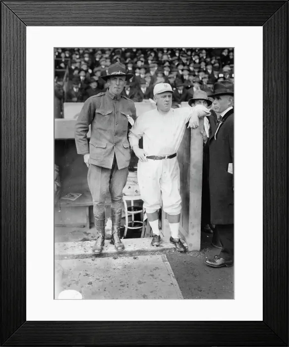 Framed Print : Hank Gowdy in military uniform with manager John McGraw, New York NL (baseball), 1917. Creator: Bain News Service Framed Print : Hank Gowdy in military uniform with manager John McGraw, New York NL (baseball), 1917. Creator: Bain News Service