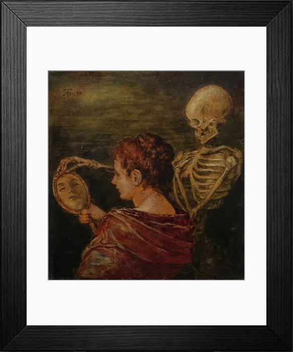 Framed Print : Woman, mirror and death, 1880. Creator: Thoma; Hans (1839-1924) Framed Print : Woman, mirror and death, 1880. Creator: Thoma; Hans (1839-1924)