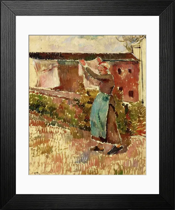 Framed Print : Femme étendant du linge, Éragny, c1887. Creator: Pissarro; Camille (1830-1903) Framed Print : Femme étendant du linge, Éragny, c1887. Creator: Pissarro; Camille (1830-1903)