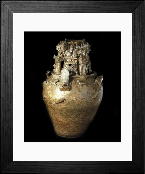 Framed Print : Celadon-glazed granary jar (Hunping), 220-280. Creator: The Oriental Applied Arts () Framed Print : Celadon-glazed granary jar (Hunping), 220-280. Creator: The Oriental Applied Arts ()