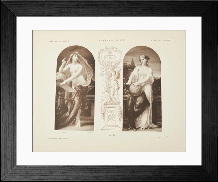 Framed Print : Astronomy. Geography. From Allegories and Emblems by M. Gerlach, 1882. Creator: Klimt; Gustav (1862-1918) Framed Print : Astronomy. Geography. From Allegories and Emblems by M. Gerlach, 1882. Creator: Klimt; Gustav (1862-1918)