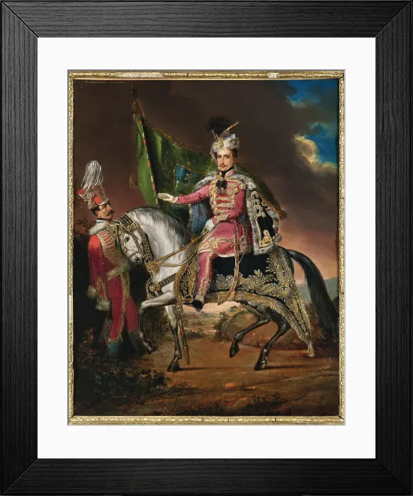Framed Print : Count György Károlyi de Nagykároly (1802-1877) on horseback in Hungarian costume, 1831. Creator: Alconiere; Theodor (1798-1865) Framed Print : Count György Károlyi de Nagykároly (1802-1877) on horseback in Hungarian costume, 1831. Creator: Alconiere; Theodor (1798-1865)