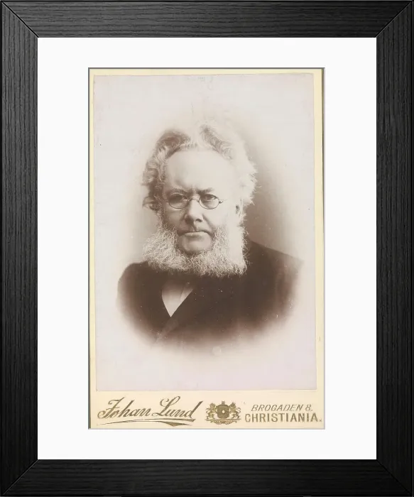 Framed Print : Portrait of Henrik Ibsen (1828-1906), c1886-1890. Creator: Photo studio Johan Lund; Christiania () Framed Print : Portrait of Henrik Ibsen (1828-1906), c1886-1890. Creator: Photo studio Johan Lund; Christiania ()