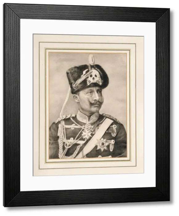 Framed Print : Portrait of Emperor Wilhelm II (1859-1941), in hussar uniform, c1914. Creator: Anonymous () Framed Print : Portrait of Emperor Wilhelm II (1859-1941), in hussar uniform, c1914. Creator: Anonymous ()