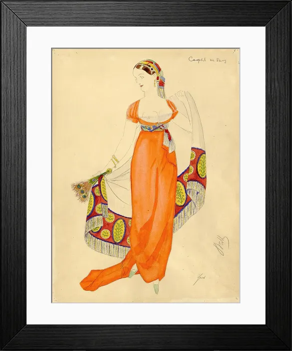 Framed Print : Costume design for the comedy Woe from Wit by A. Griboyedov (Meyerhold's theatre), 1928. Creator: Ulyanov; Nikolai Pavlovich (1875-1949)