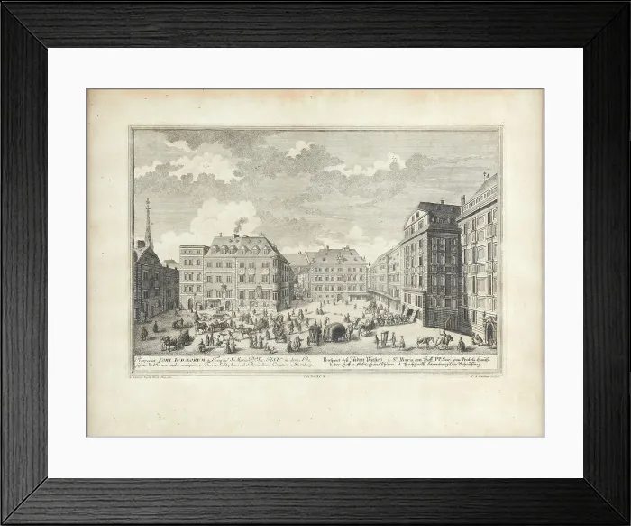 Framed Print : Judenplatz in Vienna, c1725. Creator: Corvinus; Johann August (1683-1738) Framed Print : Judenplatz in Vienna, c1725. Creator: Corvinus; Johann August (1683-1738)
