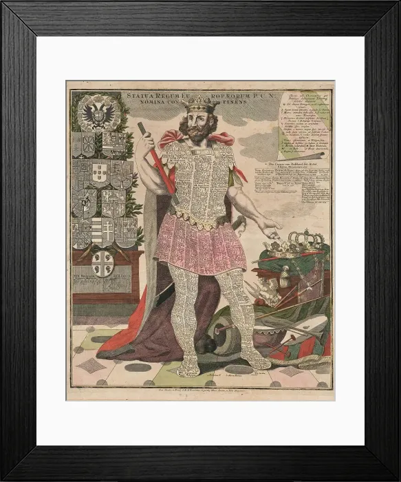 Framed Print : Statua Regum Europaeorum P. C. N. Nomina Continens, c1730. Creator: Seutter; Matthaeus (1678-1757) Framed Print : Statua Regum Europaeorum P. C. N. Nomina Continens, c1730. Creator: Seutter; Matthaeus (1678-1757)