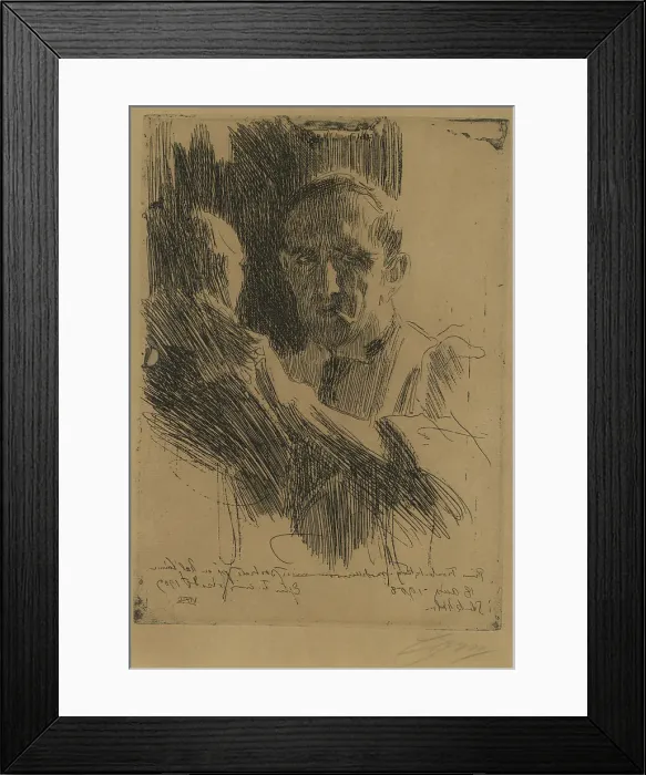 Framed Print : Portrait of the sculptor Paolo Troubetzkoy (1866-1938), 1909. Creator: Zorn; Anders Leonard (1860-1920) Framed Print : Portrait of the sculptor Paolo Troubetzkoy (1866-1938), 1909. Creator: Zorn; Anders Leonard (1860-1920)