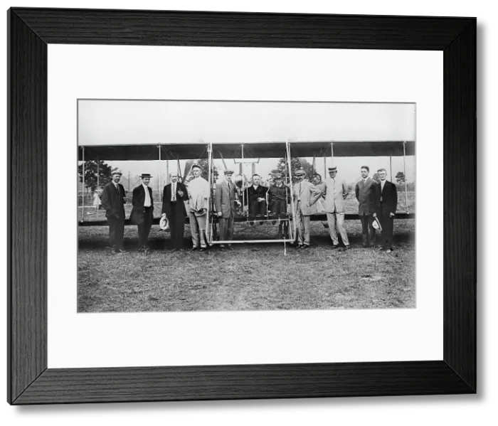 Framed Print : Wright Model B Flyer preparing for the Hearst Transcontinental Flight Derby, Dayton, Ohio, 1911. Creator: Bain News Service Framed Print : Wright Model B Flyer preparing for the Hearst Transcontinental Flight Derby, Dayton, Ohio, 1911. Creator: Bain News Service
