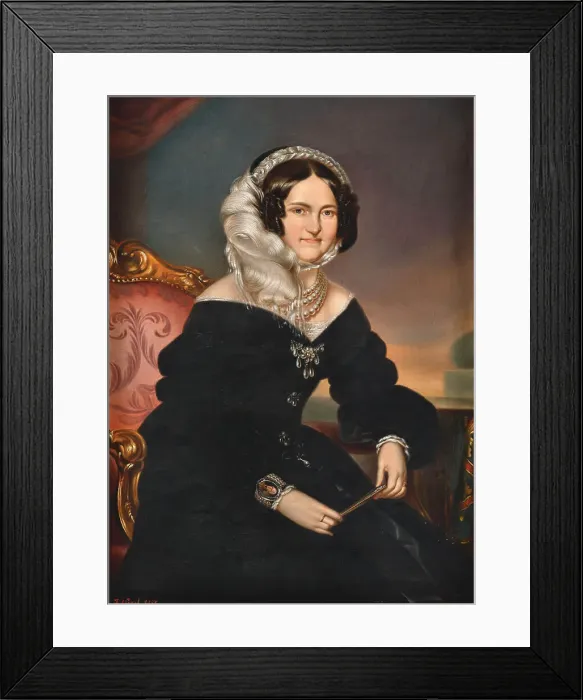 Framed Print : Portrait of Empress Caroline Augusta of Austria (1792-1873), 1857. Creator: Anonymous ()