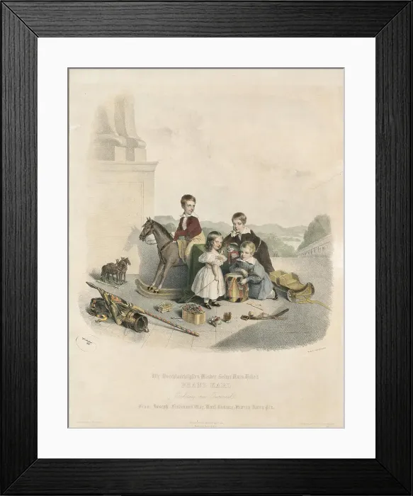 Framed Print : The future Emperor Franz Joseph I with his brothers Ferdinand Max, Karl Ludwig and his... 1838. Creator: Kriehuber; Josef (1800-1876)