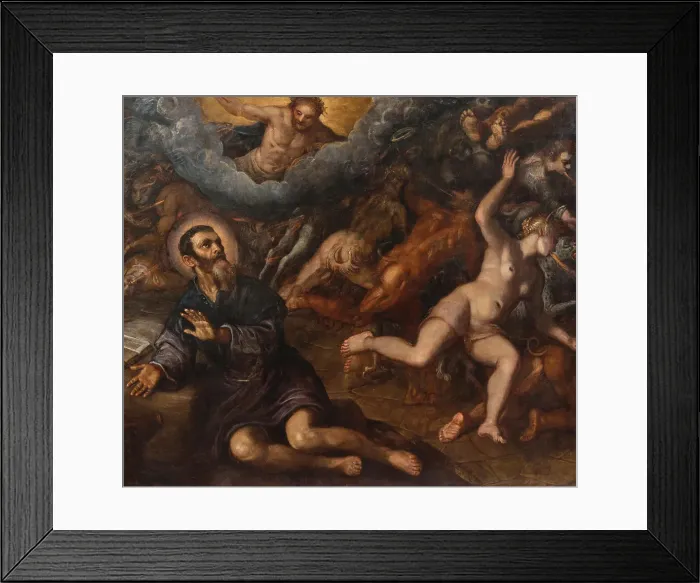 Framed Print : Saint Anthony banishing the devils of temptation, 1600s. Creator: Tintoretto; Domenico (1560-1635) Framed Print : Saint Anthony banishing the devils of temptation, 1600s. Creator: Tintoretto; Domenico (1560-1635)