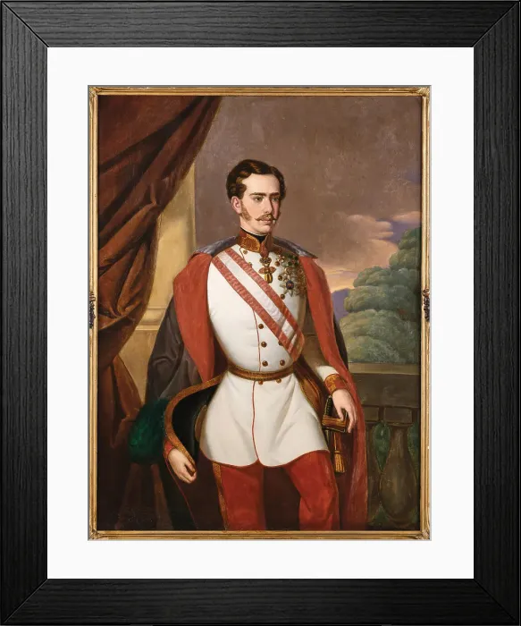 Framed Print : Portrait of Emperor Franz Joseph I of Austria (1830-1916), 1855. Creator: Peroutka; Franz (1808-?) Framed Print : Portrait of Emperor Franz Joseph I of Austria (1830-1916), 1855. Creator: Peroutka; Franz (1808-?)