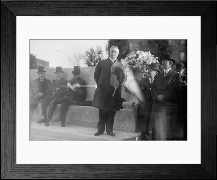 Framed Print : Seth Low at Straus Memorial, 1915. Creator: Bain News Service Framed Print : Seth Low at Straus Memorial, 1915. Creator: Bain News Service