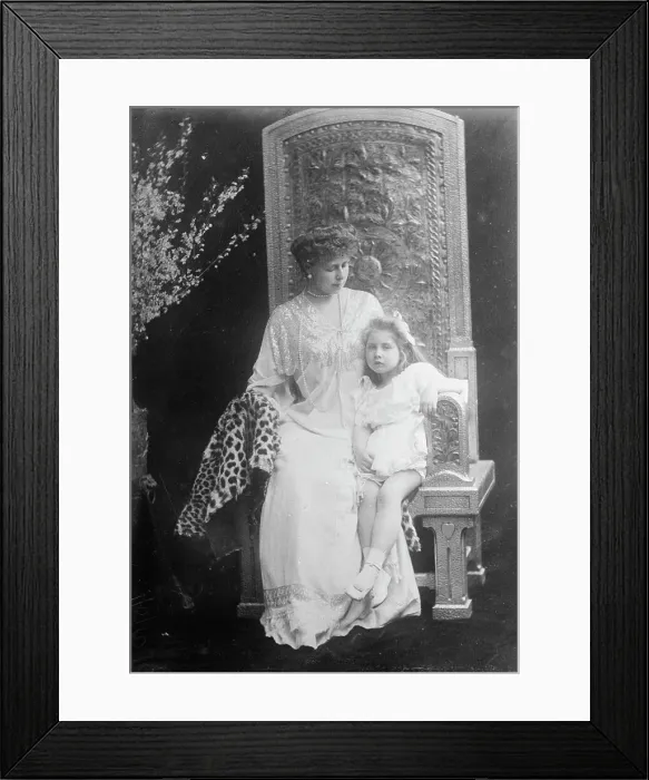 Framed Print : Crown Princess of Roumania seated with her daughter, 1910. Creator: Bain News Service Framed Print : Crown Princess of Roumania seated with her daughter, 1910. Creator: Bain News Service