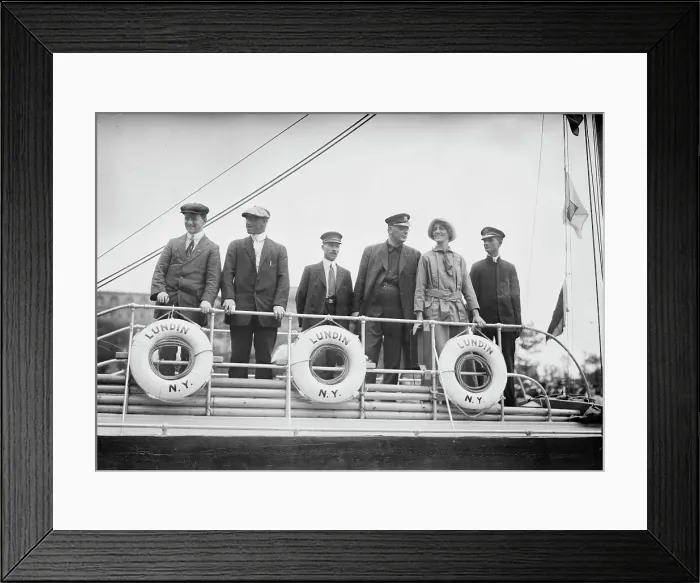 Framed Print : Crew of Lundin Boat, A.J. Meldrum, Chas. Kliktherg, Walter Patterson, E. Sivard & wife... 1914. Creator: Bain News Service Framed Print : Crew of Lundin Boat, A.J. Meldrum, Chas. Kliktherg, Walter Patterson, E. Sivard & wife... 1914. Creator: Bain News Service