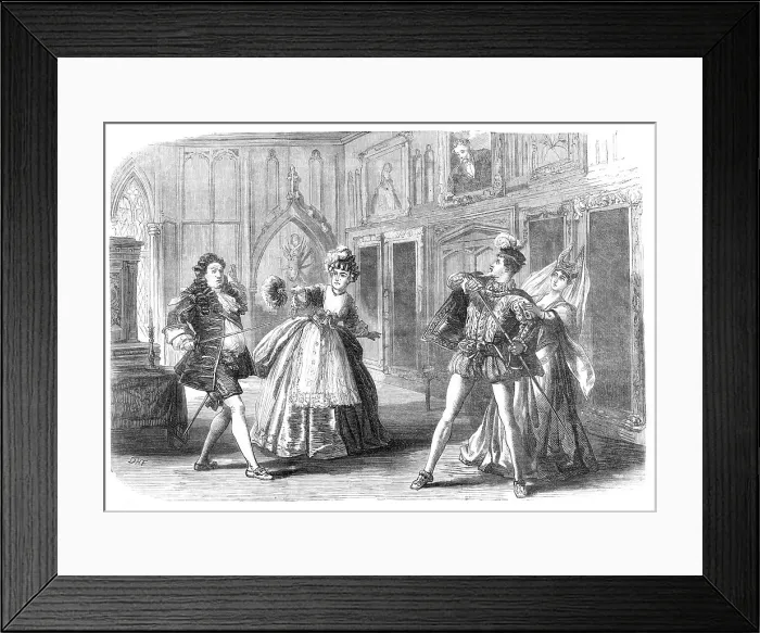 Framed Print : Scene from Ages Ago, at the Gallery of Illustration, 1870. Creator: Unknown Framed Print : Scene from Ages Ago, at the Gallery of Illustration, 1870. Creator: Unknown