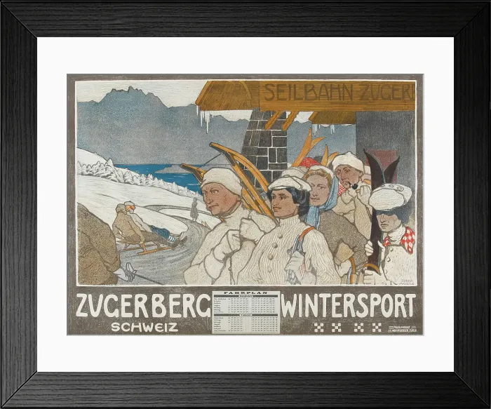 Framed Print : Zugerberg Wintersport, 1907. Creator: Mangold; Burkhard (1873-1950) Framed Print : Zugerberg Wintersport, 1907. Creator: Mangold; Burkhard (1873-1950)