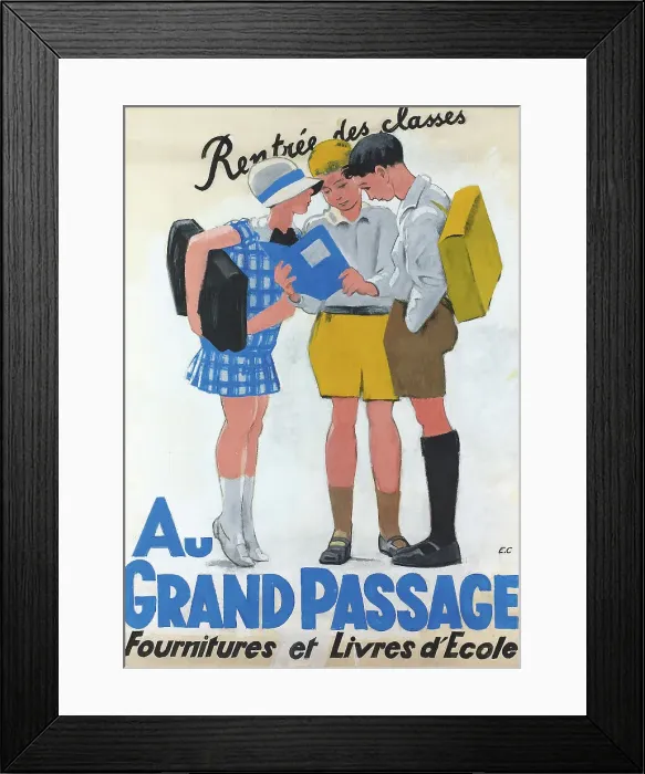 Framed Print : Au Grand Passage. Fournitures et Livres d'Ecole. Creator: Cardinaux; Emil (1877-1936) Framed Print : Au Grand Passage. Fournitures et Livres d'Ecole. Creator: Cardinaux; Emil (1877-1936)