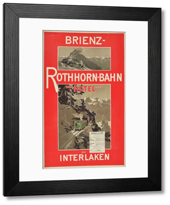 Framed Print : Brienz Rothorn Railway and Hotel 2252 m at Interlaken, 1900. Creator: Anonymous () Framed Print : Brienz Rothorn Railway and Hotel 2252 m at Interlaken, 1900. Creator: Anonymous ()
