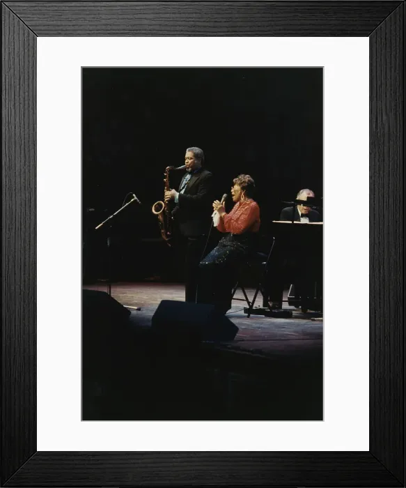 Framed Print : Ella Fitzgerald and Frank Foster, Royal Albert Hall, London, 1990. Creator: Brian Foskett Framed Print : Ella Fitzgerald and Frank Foster, Royal Albert Hall, London, 1990. Creator: Brian Foskett