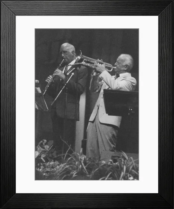 Framed Print : Kenny Baker and Roy Willox, Barbican, London 1993. Creator: Brian Foskett Framed Print : Kenny Baker and Roy Willox, Barbican, London 1993. Creator: Brian Foskett
