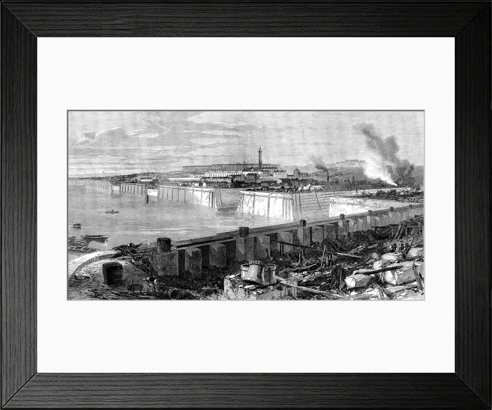 Framed Print : The new docks and repairing-basin at Chatham, 1871. Creator: Unknown