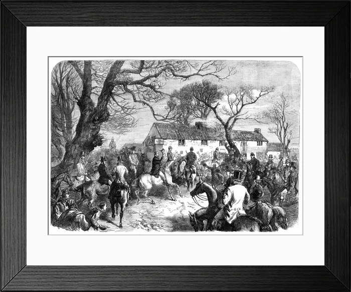 Framed Print : The Prince of Wales at the Meet of the Burton Hounds, Green Man, Lincoln Heath, 1870. Creator: Unknown Framed Print : The Prince of Wales at the Meet of the Burton Hounds, Green Man, Lincoln Heath, 1870. Creator: Unknown
