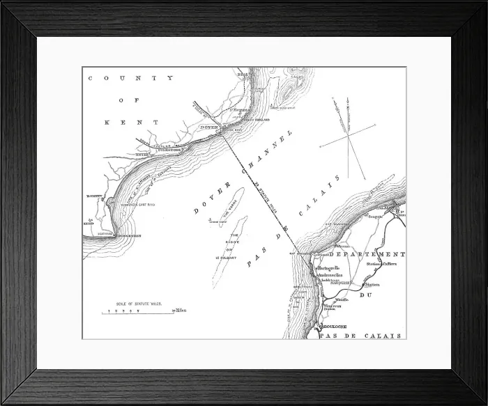 Framed Print : Route of the proposed Channel Railway Ferry, 1870. Creator: Unknown Framed Print : Route of the proposed Channel Railway Ferry, 1870. Creator: Unknown