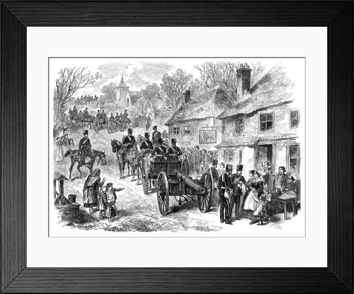 Framed Print : The Easter Volunteer Review: the 1st Middlesex Artillery on the march from London to Brighton, 1870. Creator: Unknown Framed Print : The Easter Volunteer Review: the 1st Middlesex Artillery on the march from London to Brighton, 1870. Creator: Unknown