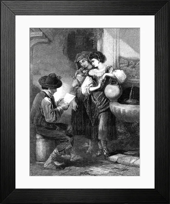 Framed Print : The Letter, by H. P. Riviere, in the Exhibition of the Society of Painters in Water Colours, 1869. Creator: Unknown Framed Print : The Letter, by H. P. Riviere, in the Exhibition of the Society of Painters in Water Colours, 1869. Creator: Unknown