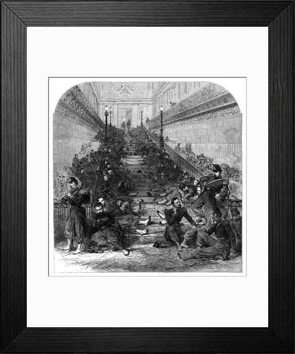 Framed Print : The Disturbances in Paris: soldiers at night in the Luxembourg Palace, 1870. Creator: Unknown Framed Print : The Disturbances in Paris: soldiers at night in the Luxembourg Palace, 1870. Creator: Unknown