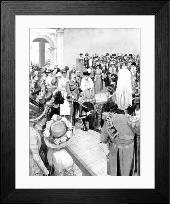 Framed Print : The King knighting Mr. Cecil H. Smith, Director of the Victoria and Albert Museum, 1909. Creator: Amedee Forestier Framed Print : The King knighting Mr. Cecil H. Smith, Director of the Victoria and Albert Museum, 1909. Creator: Amedee Forestier