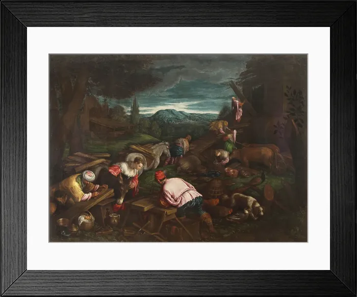 Framed Print : The building of the Noah's Ark, c1570. Creator: Bassano; Francesco; the Younger (1549-1592) Framed Print : The building of the Noah's Ark, c1570. Creator: Bassano; Francesco; the Younger (1549-1592)